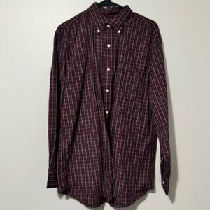 USED Men's Saddlebred Long Sleeve Button Down Shirt Color Burgundy Size Medium